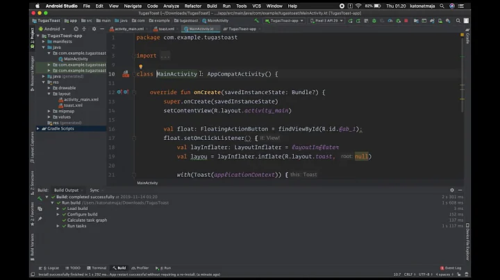 Custom Toast and FAB in Android Studio
