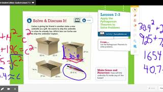 Math8 7-3 Apply the Pythagorean Theorem to Solve Problems