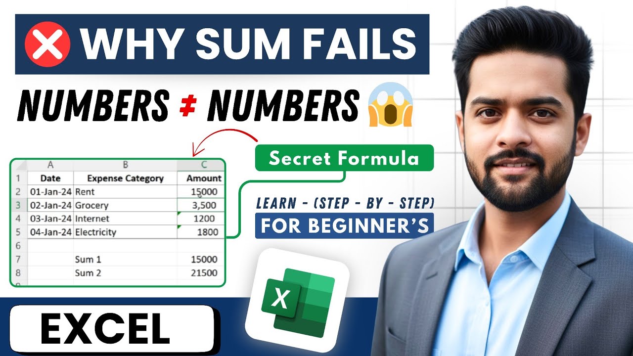 Excel SUM Gives ❌ Wrong Total | Numbers Stored as Text 😱 | TechLoons 