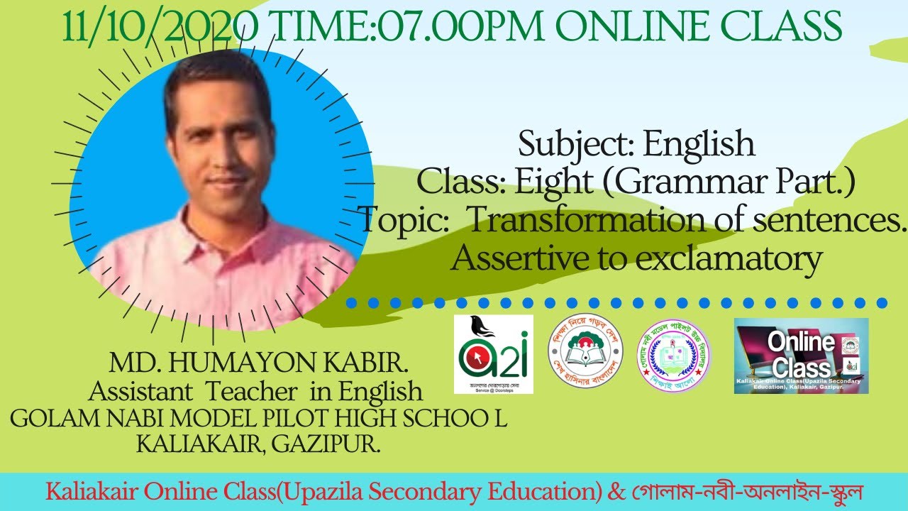 MD. HUMAYON KABIR. Transformation of Sentences Assertive To Exclamatory