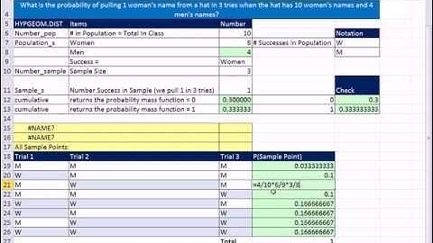 Excel 2010 Statistics #39: HYPGEOM.DIST and Conditional Probabilities New Excel 2010 Function