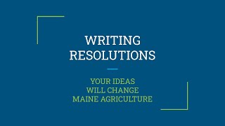 Resolution Writing Workshop