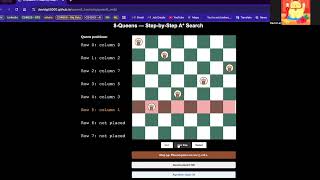 8 queens visualization (A-star search algorithm)