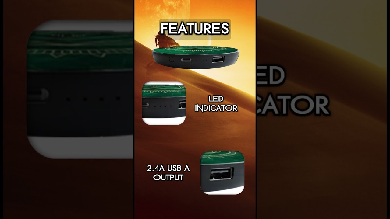 Dune Atreides Qi Wireless Charger With Illuminated Atreides House Crest & Built-In Power Bank