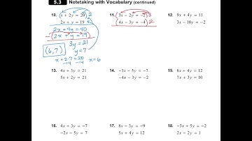 Algebra 1, 5.3:  Solving Systems of Linear Equations by Elimination