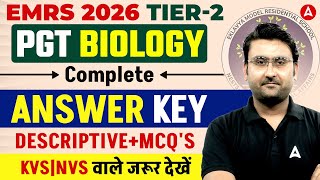 EMRS PGT Tier 2 Biology Paper Answer Key Discussion | EMRS PGT Paper analysis | EMRS PGT Biology