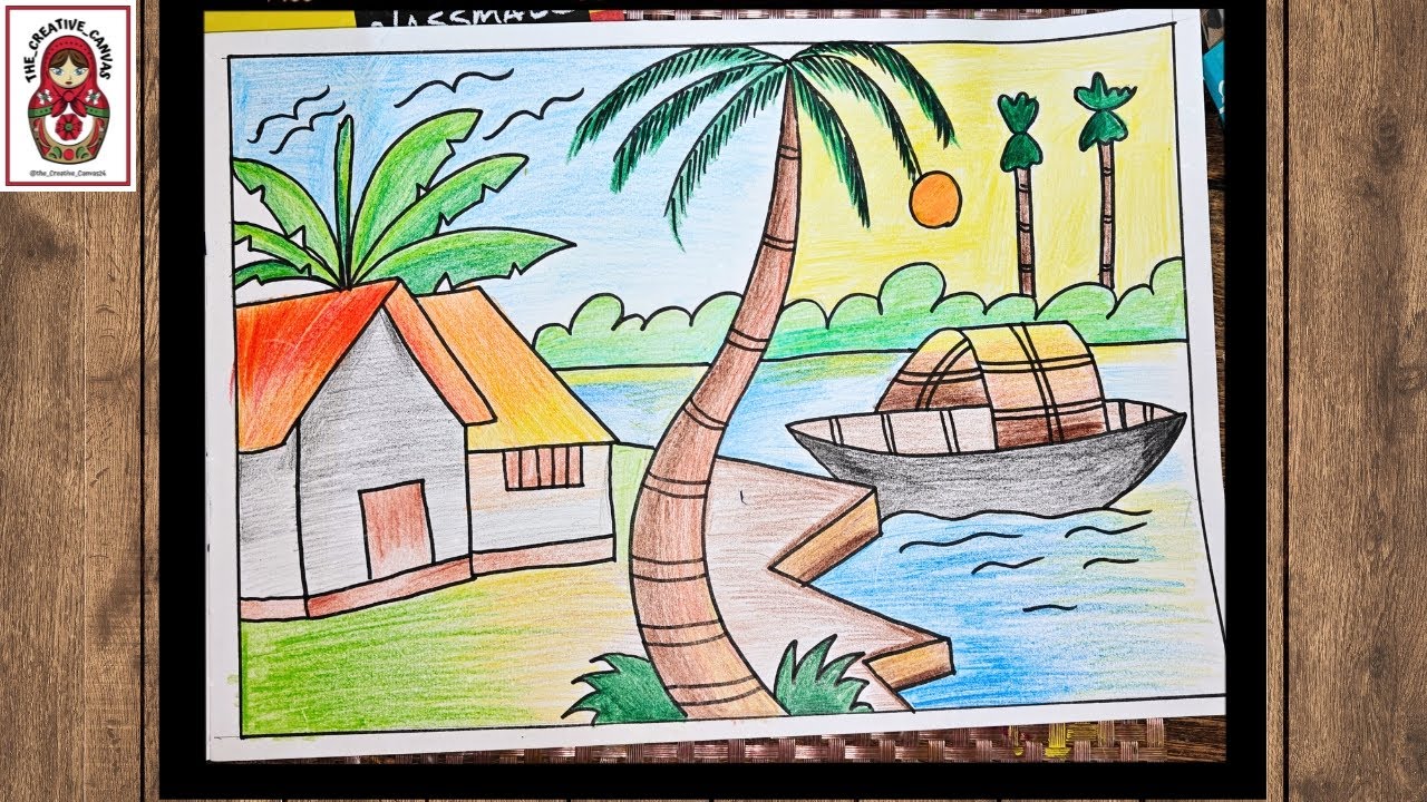 How to Draw Beautiful Sunset Scenery with Color Pencils Easy Drawing Tutorial