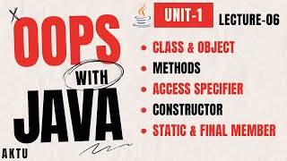 Lecture 6 | Unit-1 | Aktu OOPs With Java | Class , Methods & Access Specifier  | 4th sem BCS-403
