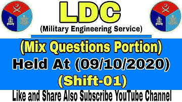 MES (LDC) Shift-01 (Mix Questions Portion) | Test Date (09/10/2020) | MES | JobzMcqz