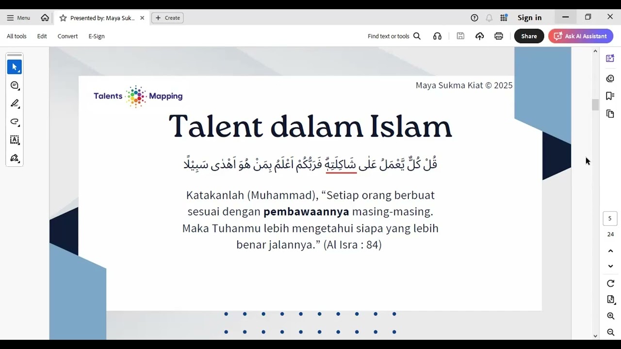 Talent Mapping & Mental Health sesi 2 oleh Maya Sukma Kiat
