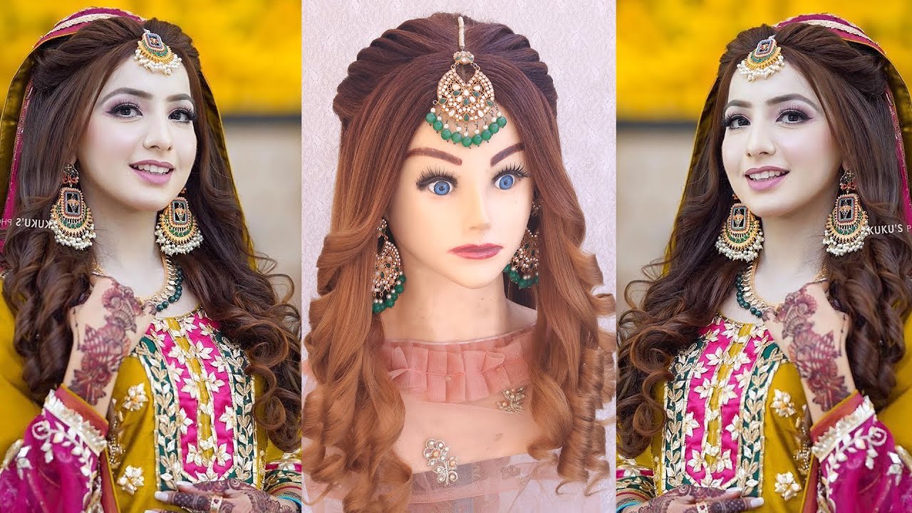 Elegant Kashees Bridal Hairstyles l wedding hairstyles l Walima Bridal Hairstyle l curly hairstyles