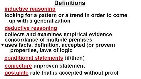 Geometry - Ch. 2: Proofs and Reasoning (1 of 46) Definitions
