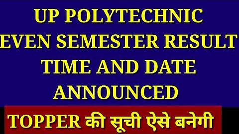 Up polytechnic even semester result 2019 date