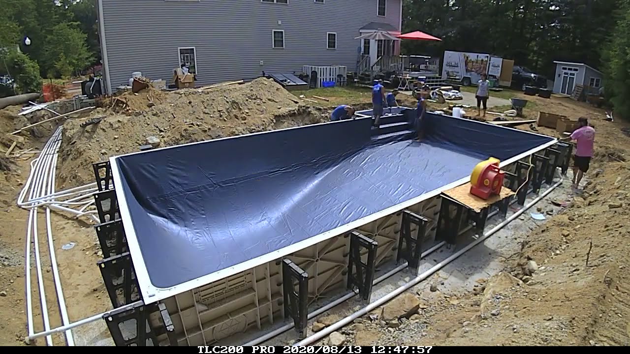 Taunton Polymer In ground Swimming Pool Liner Installation Blue