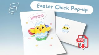 Easter Chick pop up card | Easter papercraft | Free template download