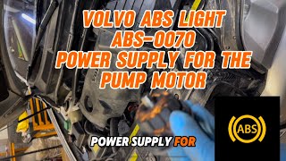 Volvo XC90,V60,V70 ABS light dashboard, ABS-0070 power supply for the pump motor.Faulty signal