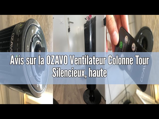 OZAVO Ventilateur Colonne Tour 84 Cm Silencieux - Télécommande - Oscillation 70° - 3 Vitesses Noir Ventilateur Pied Oscillant