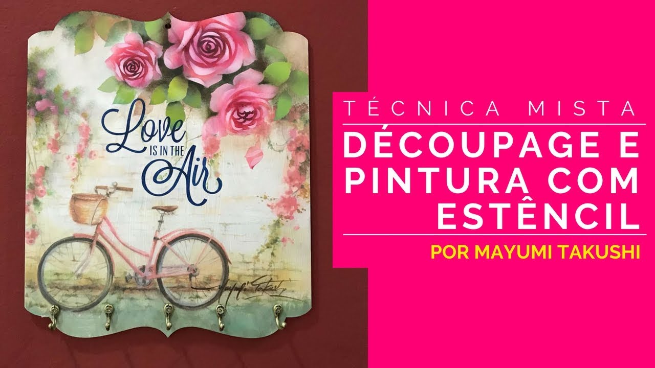 Decoupage e pintura com estêncil - por Mayumi Takushi