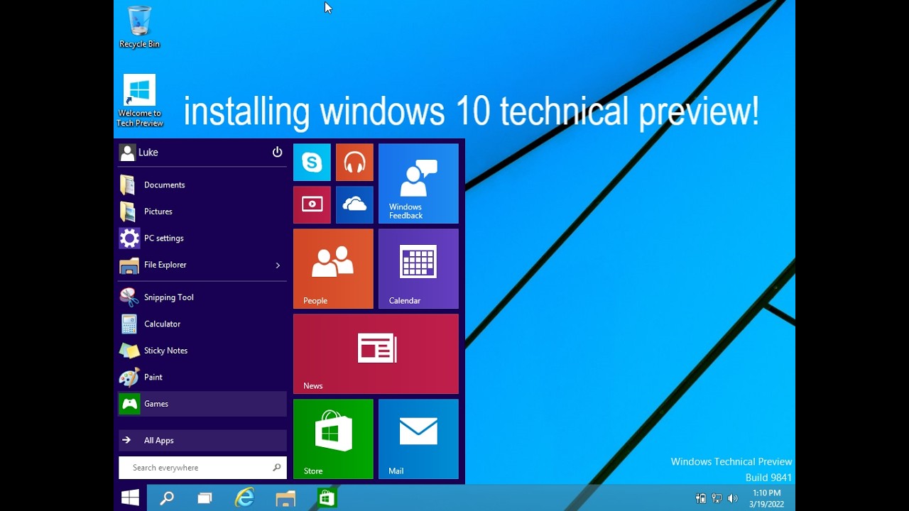 Installing Windows 10 Technical Preview Build 9841! - YouTube