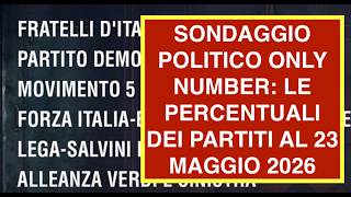 SONDAGGIO POLITICO ONLY NUMBER: LE PERCENTUALI DEI PARTITI AL 23 MAGGIO 2026