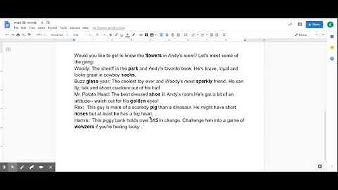 mad lib words - Google Docs