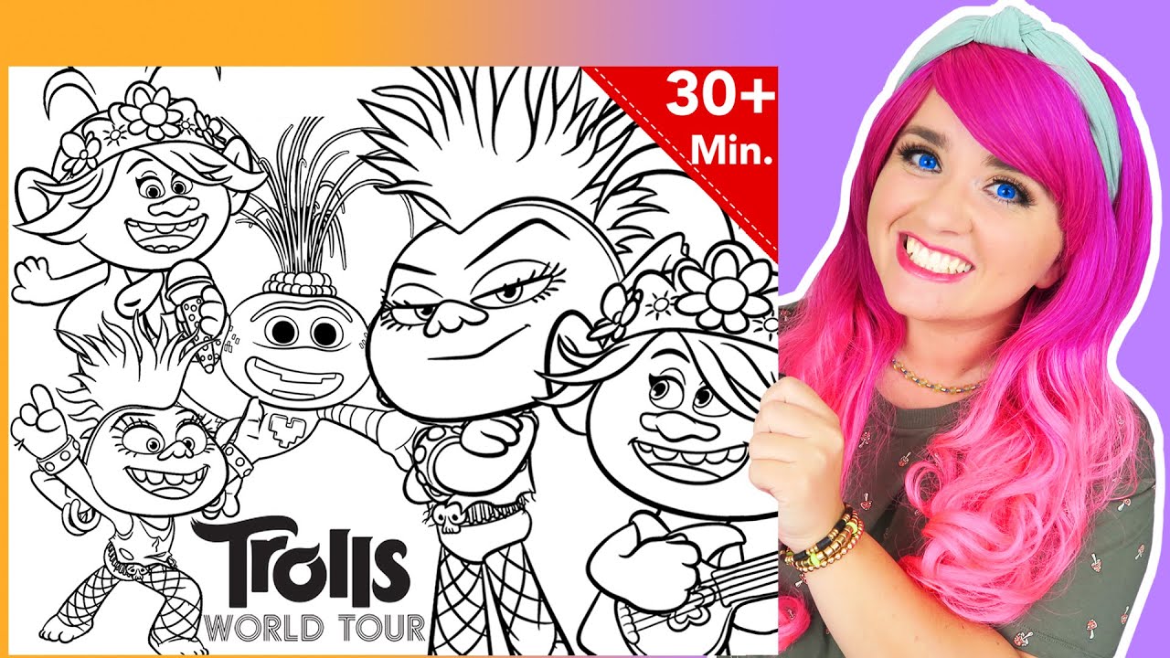 Coloring Trolls 2 Poppy, Queen Barb, Tiny Diamond & Trollex Coloring Pages | 30+ Minutes Coloring