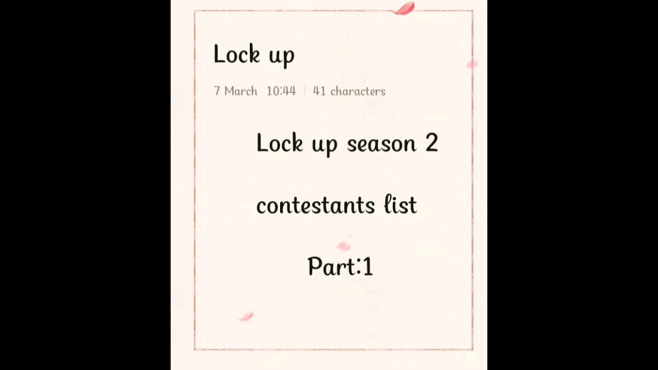 Lock up season 2 contestants list part 1 | lock up 2 contestants name 