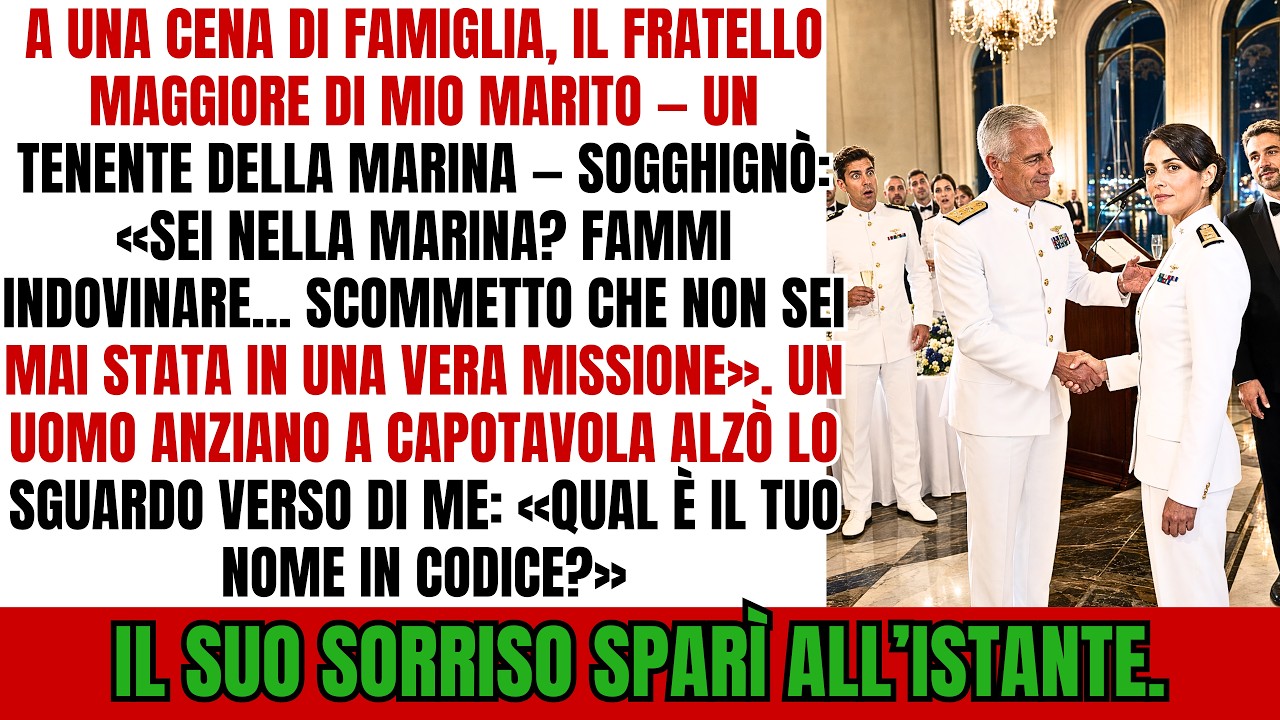 Durante una cena di famiglia, mio cognato Riccardo, ufficiale di Marina, mi ha sempre trattata come la cognata silenziosa, quella che fa "solo lavoro d'ufficio". Ma quella sera, un vecchio amico...
