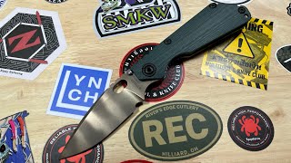 Famous STRIDER KNIVES SNG GREEN G10 HANDLE - DROP POINT BRONZE TIGER STRIPE 20CV BLADE Profile