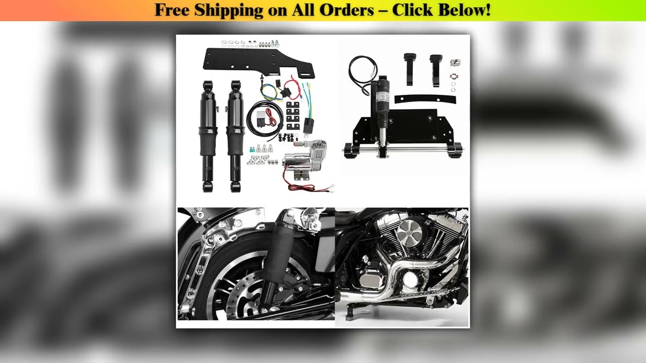 Motorcycle Rear Air Ride Suspension Electric Center Stand For Harley Road King Electra Glide Road