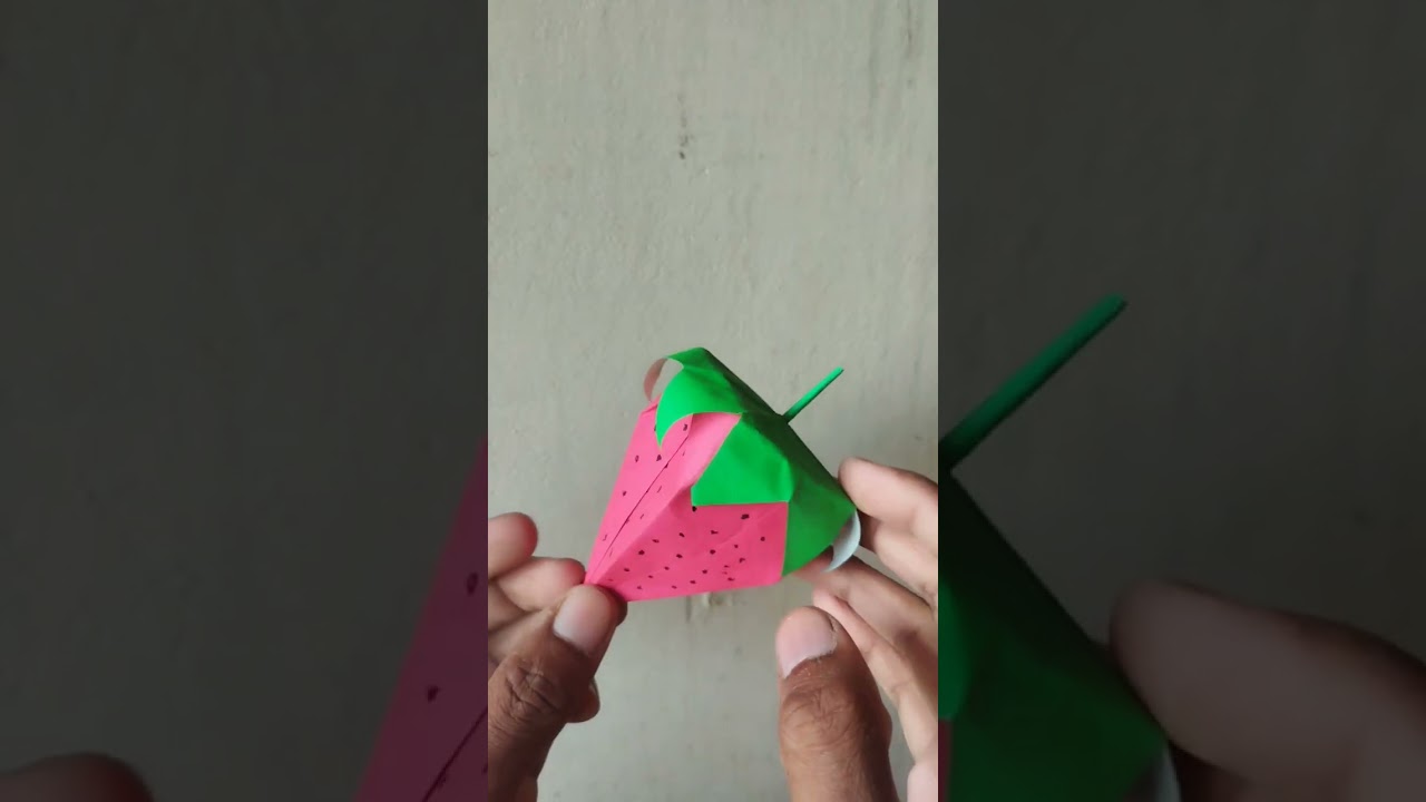 Paper Strawberryr Oregami Art Or Craft | Craft luck art
