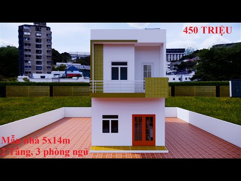 MẪU NHÀ 2 TÂNG 5X14M 3 PHÒNG NGỦ 450 TRIỆU- NHÀ ỐNG ĐẸP- NHÀ ỐNG 2 TẦNG