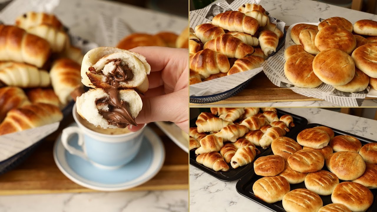 اطيب و اسرع كروسان بدون فرد و توريق بعجينة قطنية سريعة في 5 دقائق