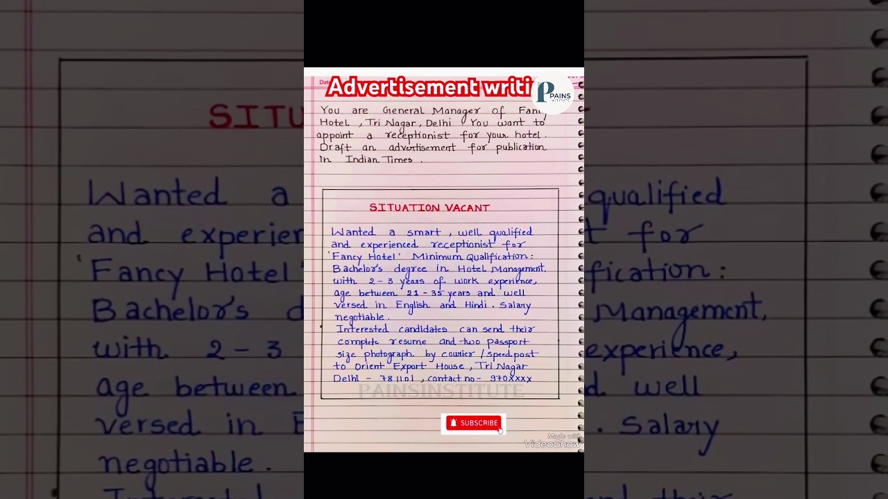 Advertisement writing on situation wanted