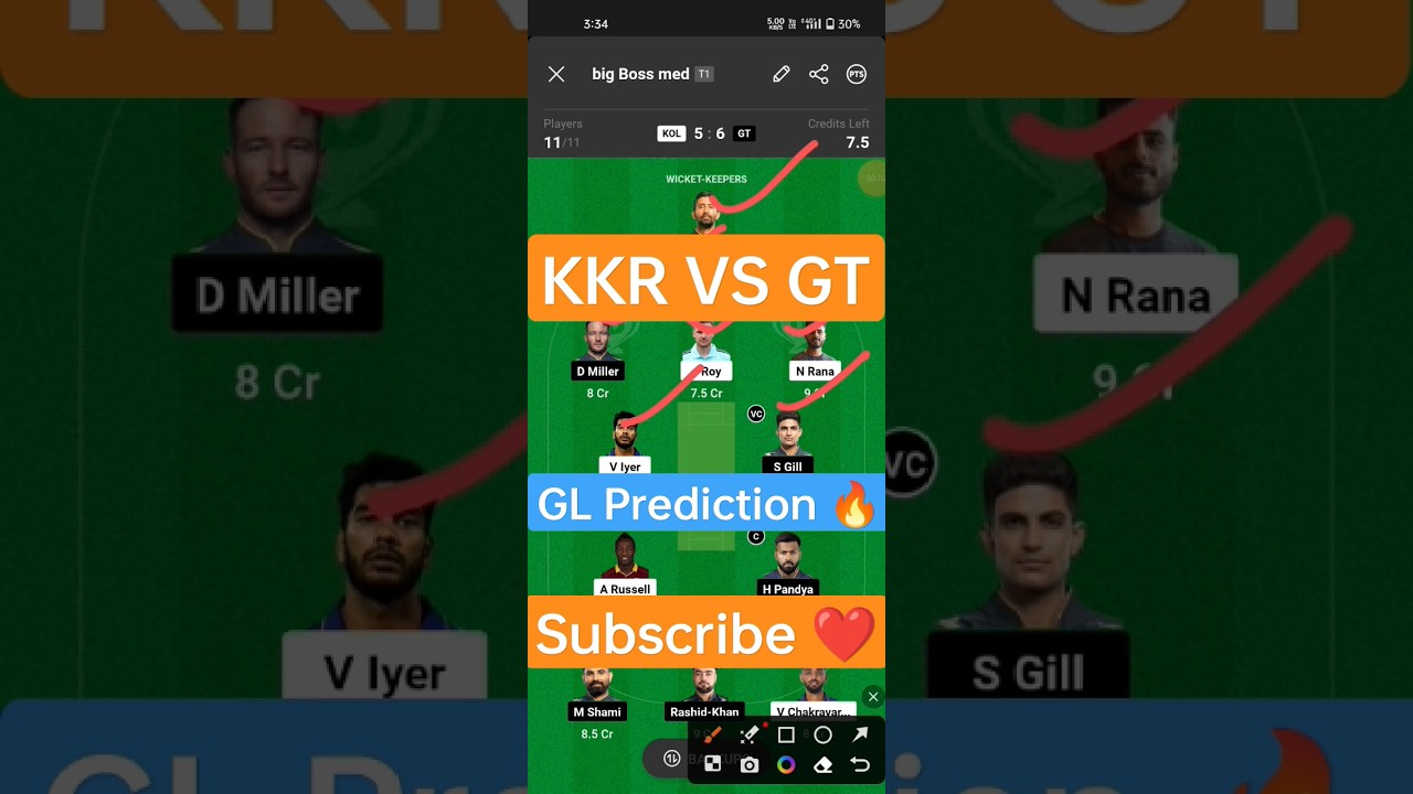 KOL vs GT Dream11 Prediction|KKR vs GT Dream11 Prediction 