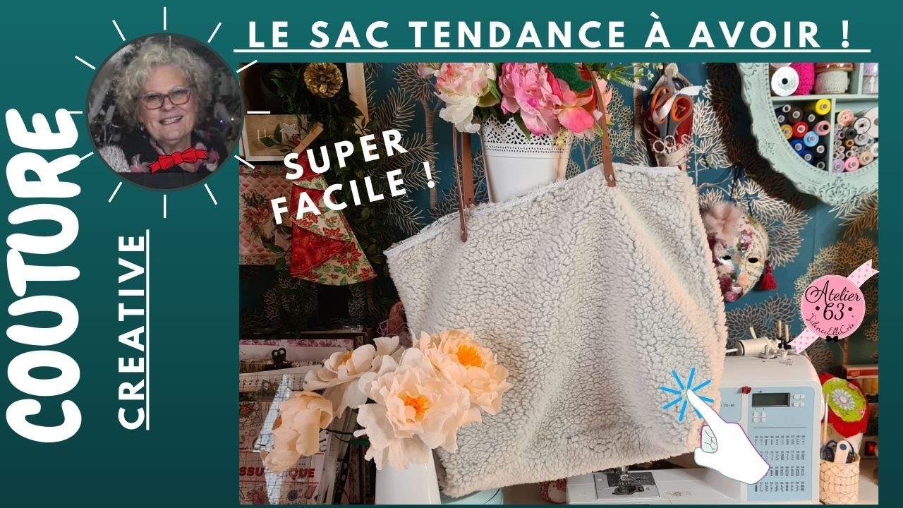 🐑 TUTO ⏱  COUDRE UN SAC CABAS Mouton FAUSSE FOURRURE 🧵  Patron gratuit DIY Couture Créative ©A63