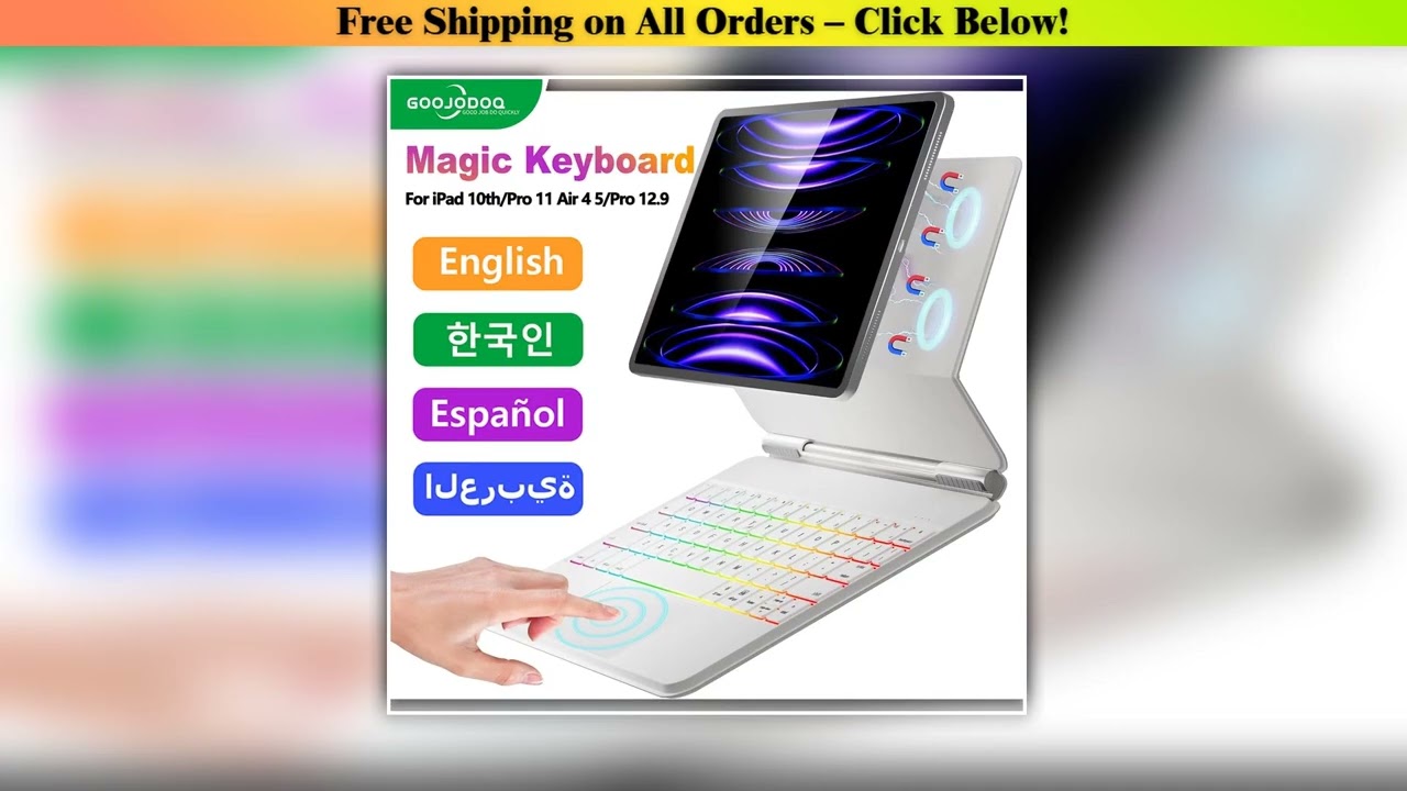 GOOJODOQ Magic Keyboard for iPad Pro 11 13 2024 M4 Air 6 Air 4 Air 5 10.9 for iPad Pro 12.9 M2