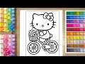 Cute Hello Kitty Bicycle Coloring Page for Kids 🚲🌸