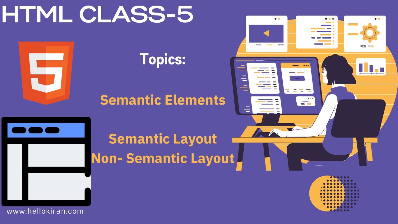 "HTML Semantic & Non-Semantic Elements Explained | Practical Layout Example"