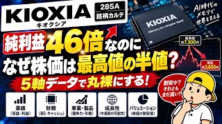 純利益46倍なのになぜ株価は最高値の半値？キオクシア（285A）を5軸データで丸裸にする【銘柄カルテ】