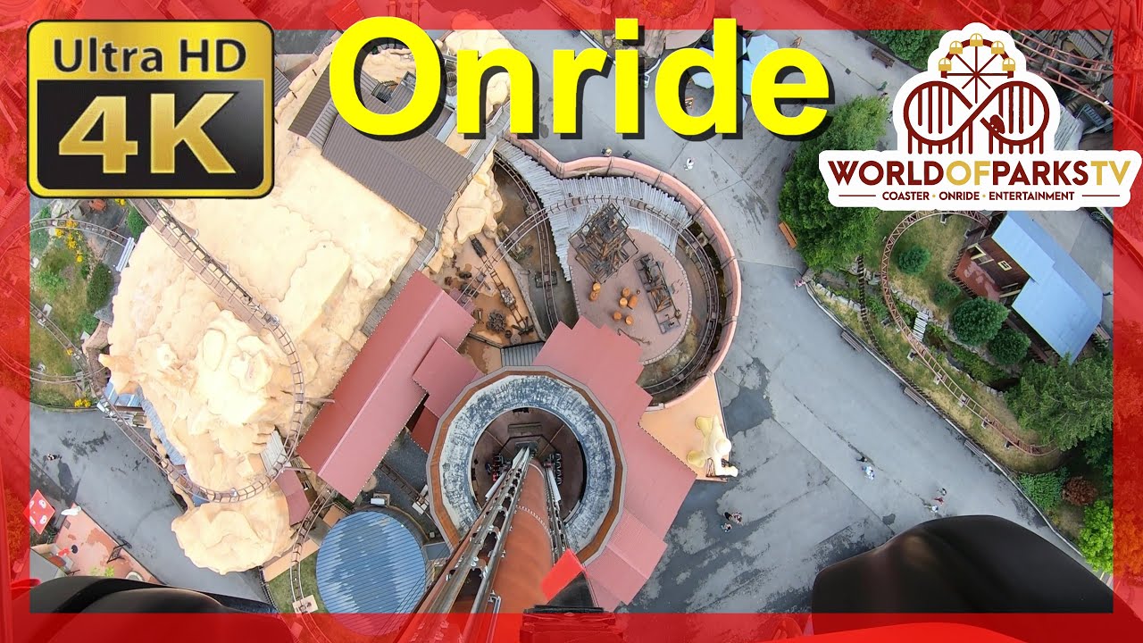 Golden Driller - POV - Fraispertuis City - Onride - Offride – Stand Up Free Fall Tower Drop Intamin