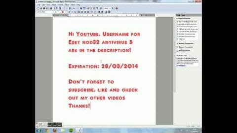 Username and password for Eset nod32 antivirus 5