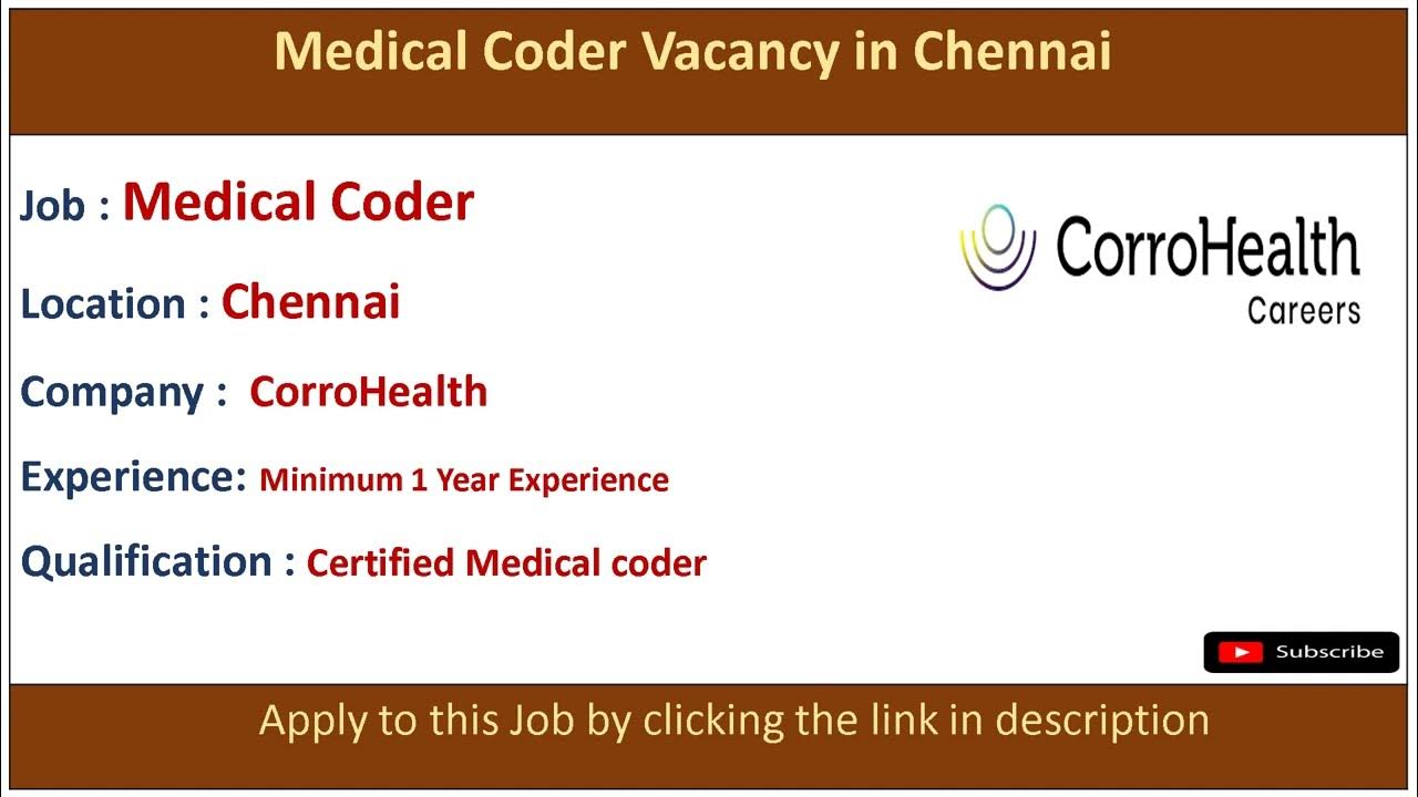 Medical Coding Job Vacancy in Chennai Corrohealth Company Medical