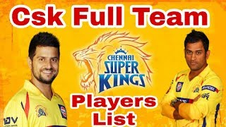 IPL 2018 : Csk Final Team 2018 || Full Player List After Auction || Chennai Super Kings