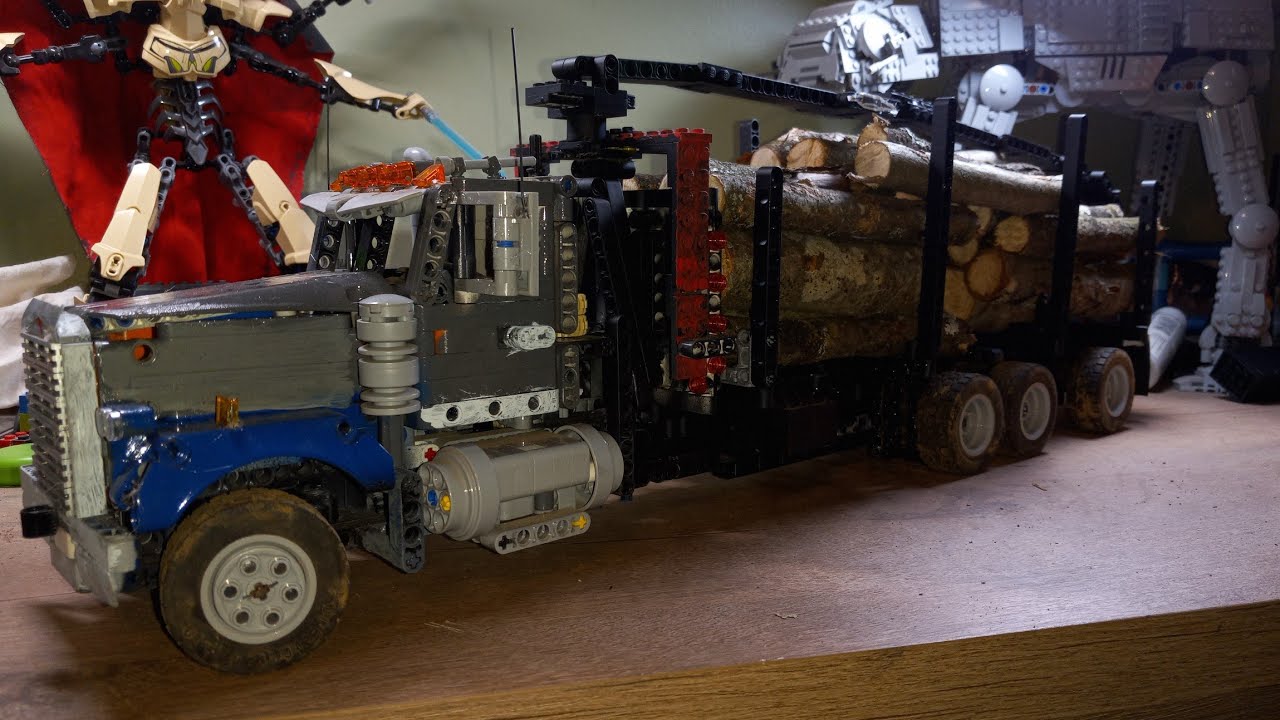 Review of my custom LEGO TECHNIC Tri-axle Kenworth T800 Log Truck 
