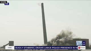 Explosive demolition of Boardman smokestack