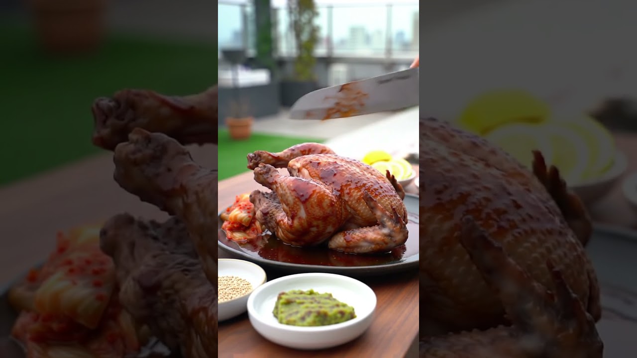 Korean Gochujang Roast Chicken 🍗🔥 | Sweet & Spicy Korean Glaze | Smart Foods ASMR Cuts