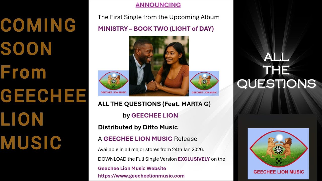 MUSIC RELEASE Announcement  All The Questions GEECHEE LION (Feat. MARTA G) 