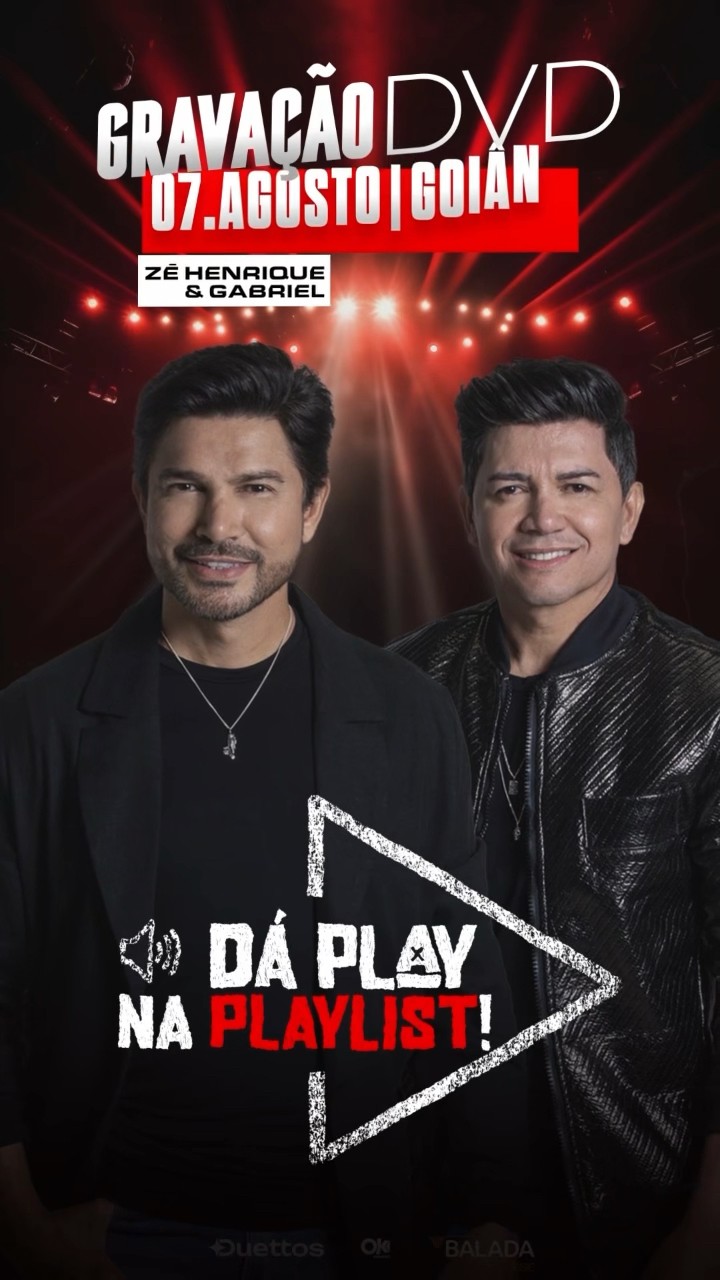 07.08.24 • Goiânia/GO • Salve essa data!Vem aí, ? DÁ PLAY NA PLAYLIST! ❤️‍?Fiquem ligados…