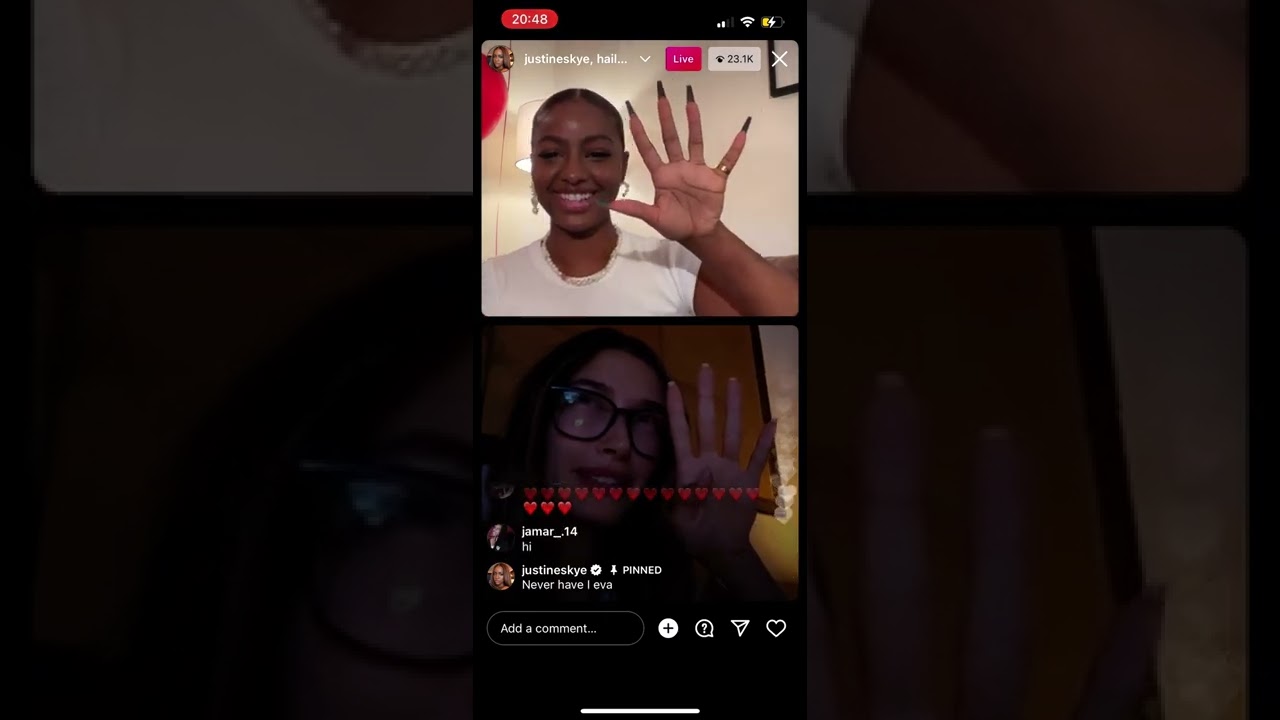 Hailey Bieber and Justine Skye Instagram live